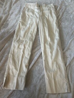 Peruvian connection linen blend ankle pants in cream